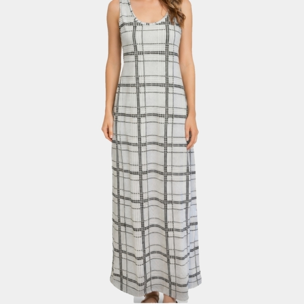Lularoe Sleeveless Round Neckline Checkered Print Maxi Dress Size M